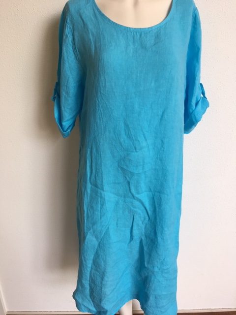 Ik was mijn kleren Netto Bukken Linnen jurk turquoise XL – Mooilifestyle Webshop